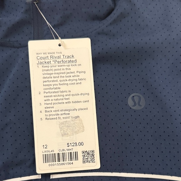 Lululemon Navy court rival track Perforated Jacket with White - Picture 3 of 5